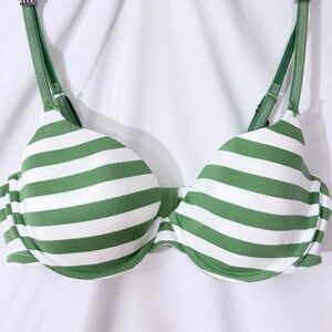 NWT Victoria’s Secret Cotton Lined Demi With Green And White Stripe Pattern